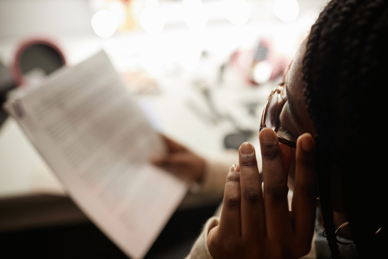 Business owner reviewing documents.