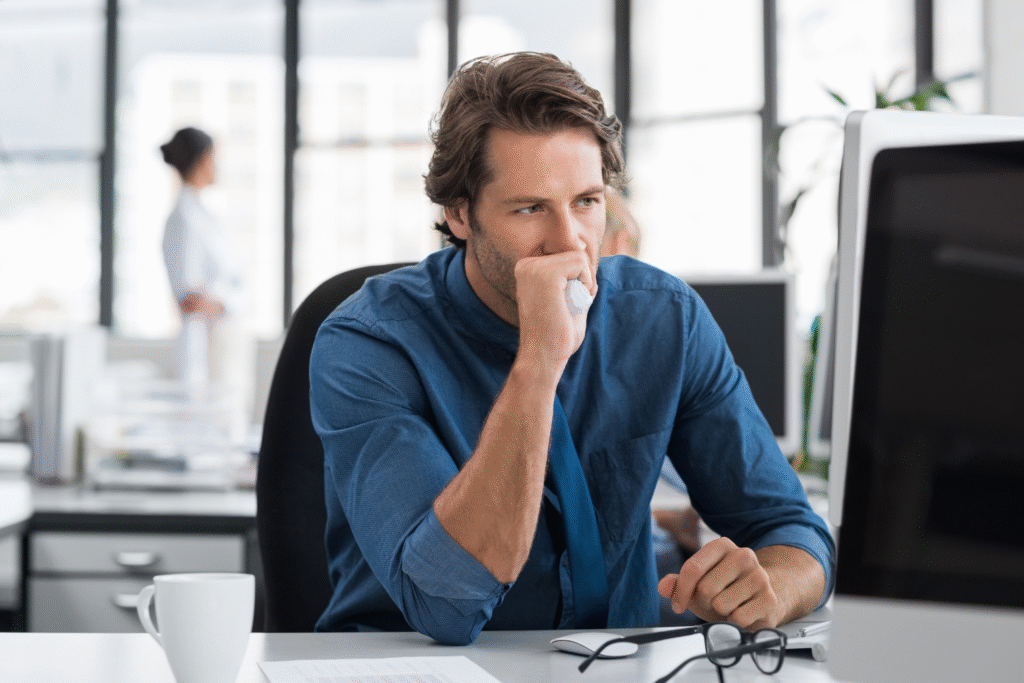 Business owner thinking.