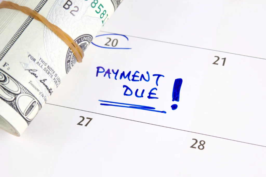 broker fee schedule with calendar and payment deadlines