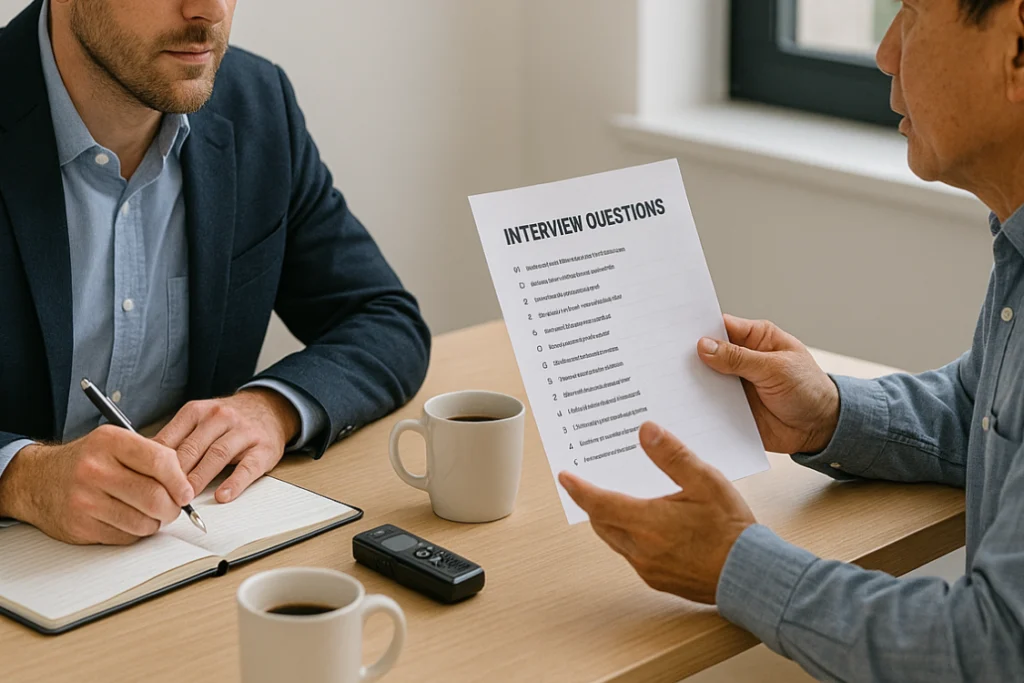 Business broker in interview listens to owner and shares insights.