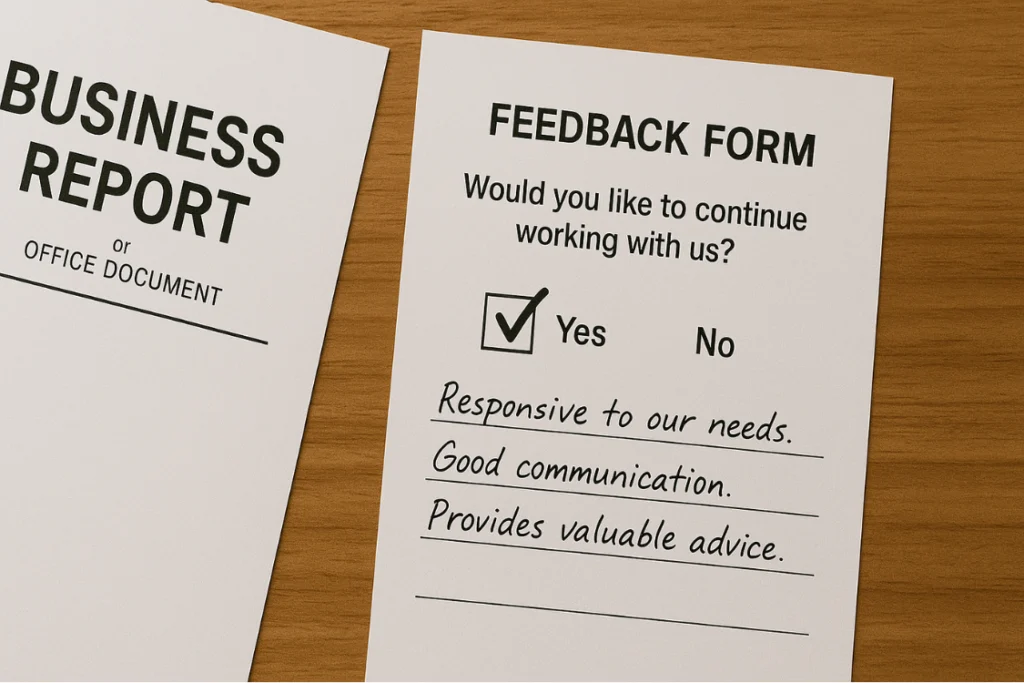 Broker evaluation form marked yes with handwritten notes beside it