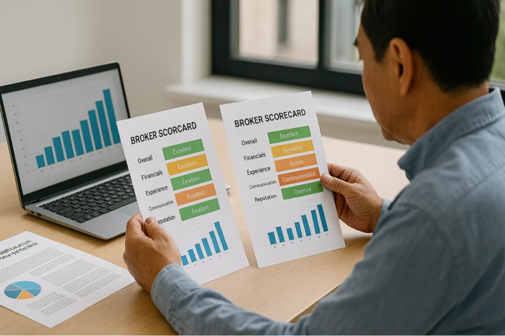 Owner reviews two broker scorecards to aid choosing the right smb broker.