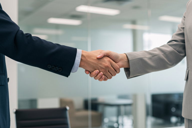 A handshake over negotiation.